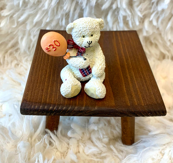 White Bear 30TH  Birthday Mini Collectable Bear Figurine  - Alice's Bear Shop waiting pic