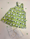 Handmade Rag Doll 2 Piece Outfit -"Panda Themed" Pinafore Dress &  Socks