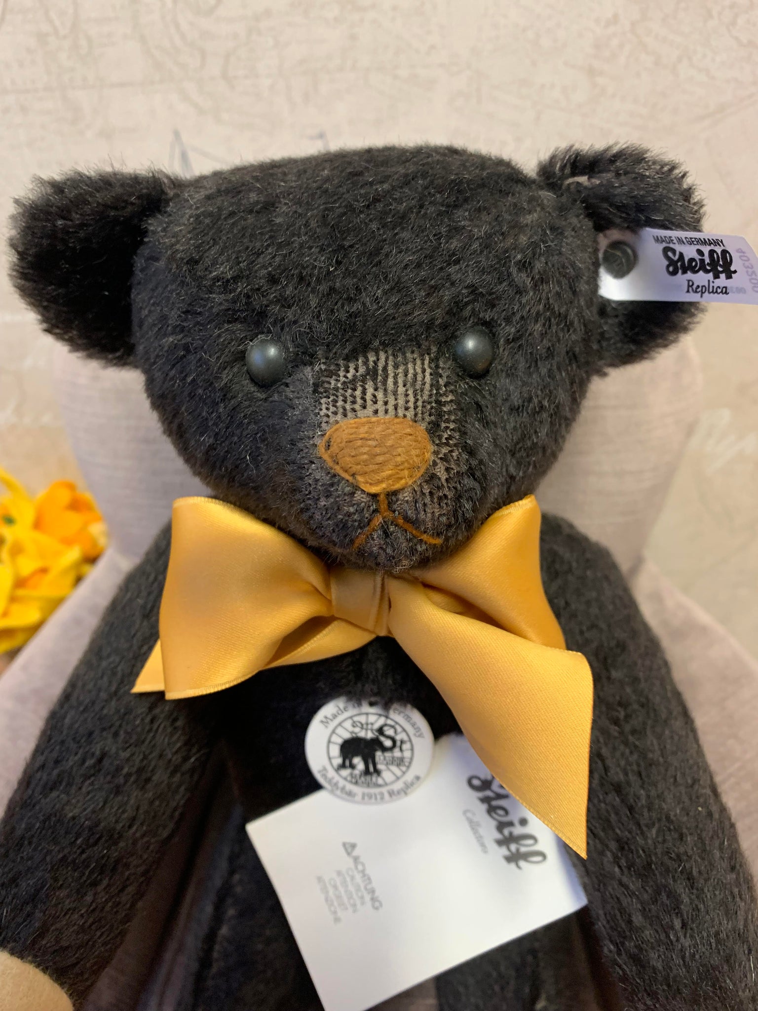 Steiff Black Teddy Bear with Growler, Limited Edition Replica 1912 