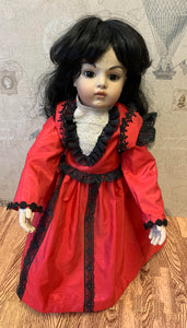Vintage 1980's  Reproduction Bru Jne 20" Bisque Doll in Victorian Costume
