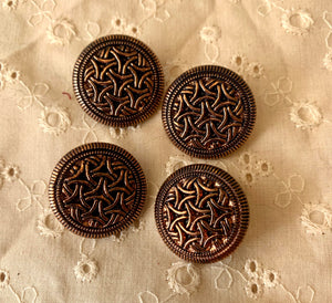 Vintage Bronze Geometric Coloured  Shank Plastic Buttons 4x20mm