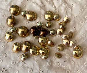 Vintage Brass Coloured Shiny Shank Metal & Plastic Buttons (Various Sizes)