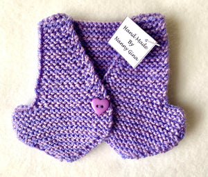 Hand knitted Purple & Lilac Striped Waistcoat for Teddy Bears
