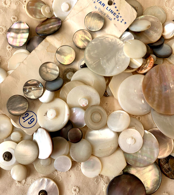 Vintage Mother of pearl Shank buttons x 121 (227g)