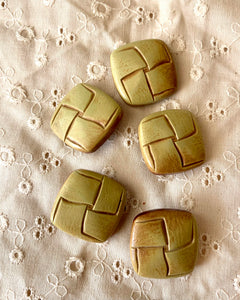 Light mustard & Brown Square Resin "Football Type" Shank Buttons 5 x 25mm