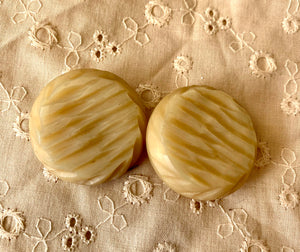 Vintage Round Beige Textured Large Shank Resin Buttons -2 x 30mm