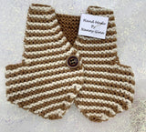 Hand knitted Brown & White Striped Waistcoat for Teddy Bears