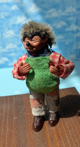 Vintage Hedgehog Mecki Character - Green Apron