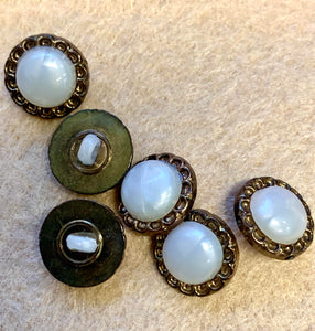 Vintage Round "Pearl Effect" & Gold  Shank Plastic Buttons 6 x 12mm