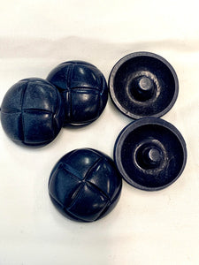 Vintage Dark Blue Plastic "Football Type" Shank Buttons 5x 20mm