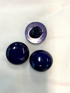 Vintage Dark Blue Glass Effect Plastic Shank Buttons -3x 15mm