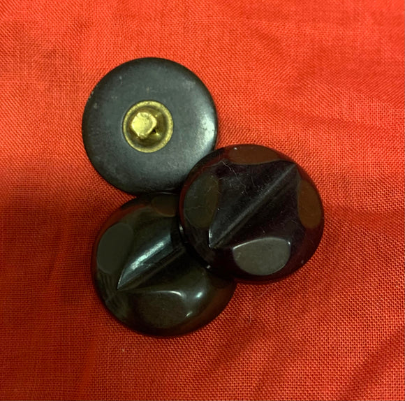 Vintage Brown/ Black Textured  Shank Buttons -3 x 25mm