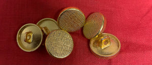 Vintage   Gold Toned Textured "Cross Hatch" Metal Shank Buttons -6x 14mm