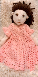 Beautiful Vintage Pink Crocheted Doll Dress