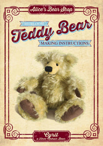 Teddy Bear Pattern and A5 Instruction Booklet - Cyril Bear 22cm when made