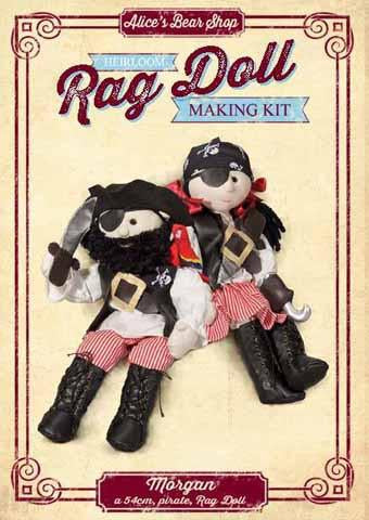 Rag Doll Making Kit - Morgan 54cm when made (includes Parrot, finger puppet kit)