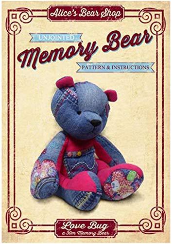 Unjointed Memory Bear Pattern & Instructions Booklet - Love Bug - 30cm when made
