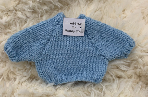 Hand Knitted Blue Jumper for Teddy Bears or Dolls