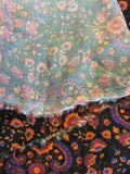 Fabric Remnant - Black Floral Print Fabric - Approx 1.45m x 2.3m