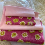 Pink Flowers Toy Bedding Set Kit - For a Teddy Bear or Doll