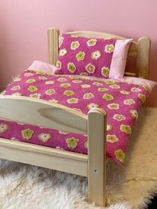 Pink Flowers Toy Bedding Set Kit - For a Teddy Bear or Doll