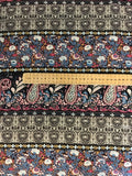 Fabric Remnant - Black Eastern Floral Print - Approx 1.5m x 1.7m