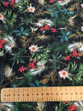 Fabric Remnant - Black Tropical Floral Print - Approx 0.96m x 0.9m