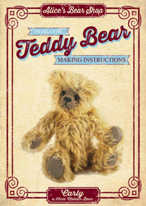 Teddy Bear Pattern and A5 Instruction Booklet - Carly Bear 22cm when made - Alice's Bear Shop