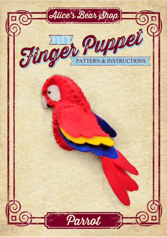 *DOWNLOAD* - Pattern and Instructions - Parrot Finger Puppet - Alice's Bear Shop