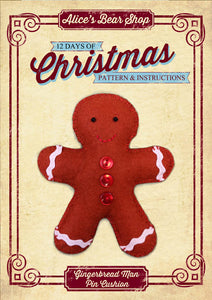 *DOWNLOAD* - Pattern and Instructions - Gingerbread Man, Pin Cushion - Alice's Bear Shop