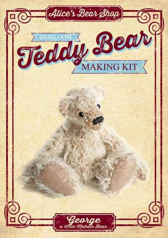 Mohair Teddy Bear Making Kit - George 12cm when made - Alice's Bear Shop