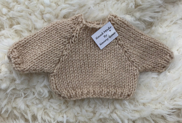 Hand Knitted Fawn Jumper for Teddy Bears or Dolls