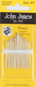 John James size 3/9  Sharps Assortment - 20 pack
