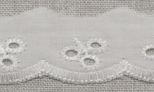 Flat Embroidery Anglaise Trimming in White 30mm wide / metre