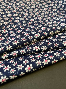 Cotton Poplin - Navy Blue Daisy