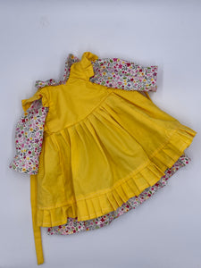 Rag Doll Traditional Dress Outfit Fabric Pack in Plain Yellow & Floral Fabric