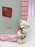 Ceramic Style Photo Frame - Teddy With Pink Check Surround - Russ - 4"x6"