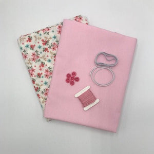Rag Doll Traditional Dress Outfit Fabric Pack in Plain Pink & Pretty Floral Fabric