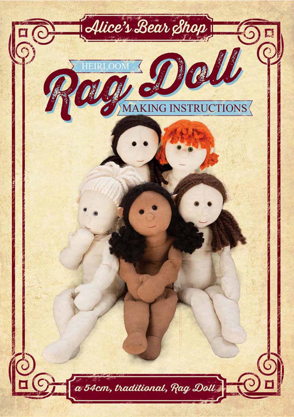 *DOWNLOAD* Sewing a Rag Doll Pattern and Instructions - to make 54cm Rag Doll - Alice's Bear Shop