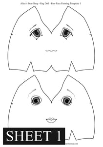 Free Rag Doll Face Painting Templates - Alice's Bear Shop