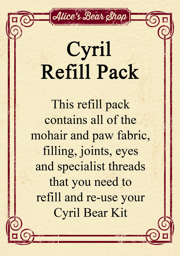Refill Pack - Cyril Bear - 22cm when made - Alice's Bear Shop