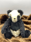 NEW -Mohair Teddy Bear Kit - Rolo - 29cm when made,  Black & Buttermilk