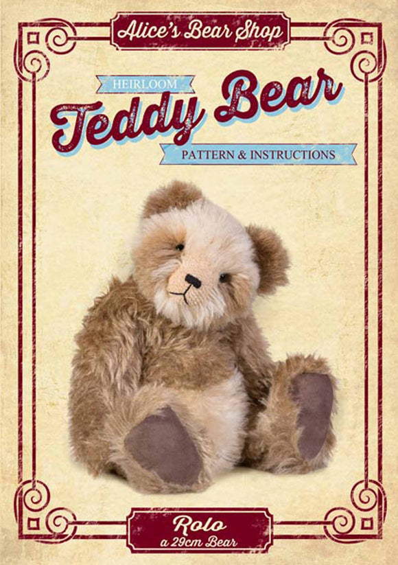 *DOWNLOAD* Teddy Bear Making Pattern and Instructions - Rolo - 29cm when made - Alice's Bear Shop