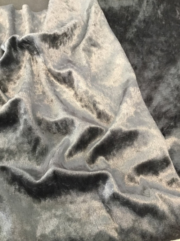Fabric Remnant - Silver Grey Stretch Velour - Approx 1.0m x 65cm