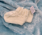 Large Hand Knitted White Booties  for your Teddy or Doll (10cm x 7cm)